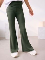 Khaki Green Fold Over Flare Leggings (3-16yrs) - Image 1 of 8