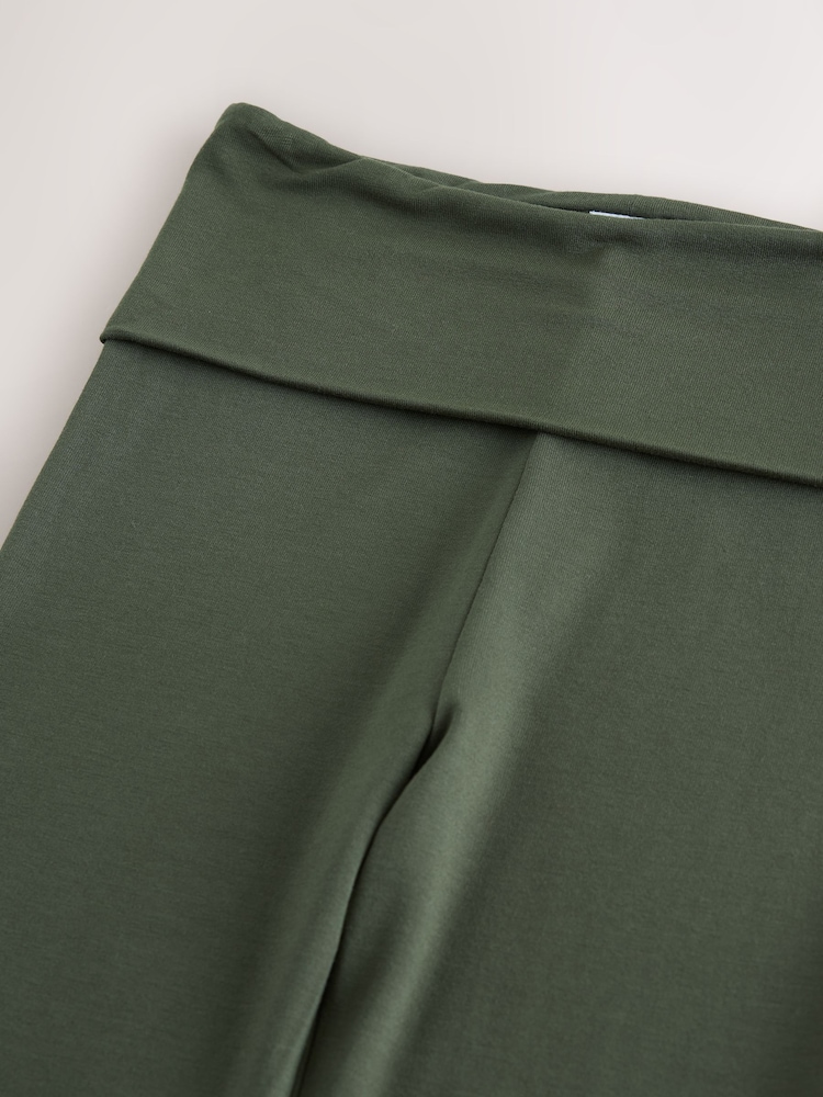 Khaki Green Fold Over Flare Leggings (3-16yrs) - Image 8 of 8