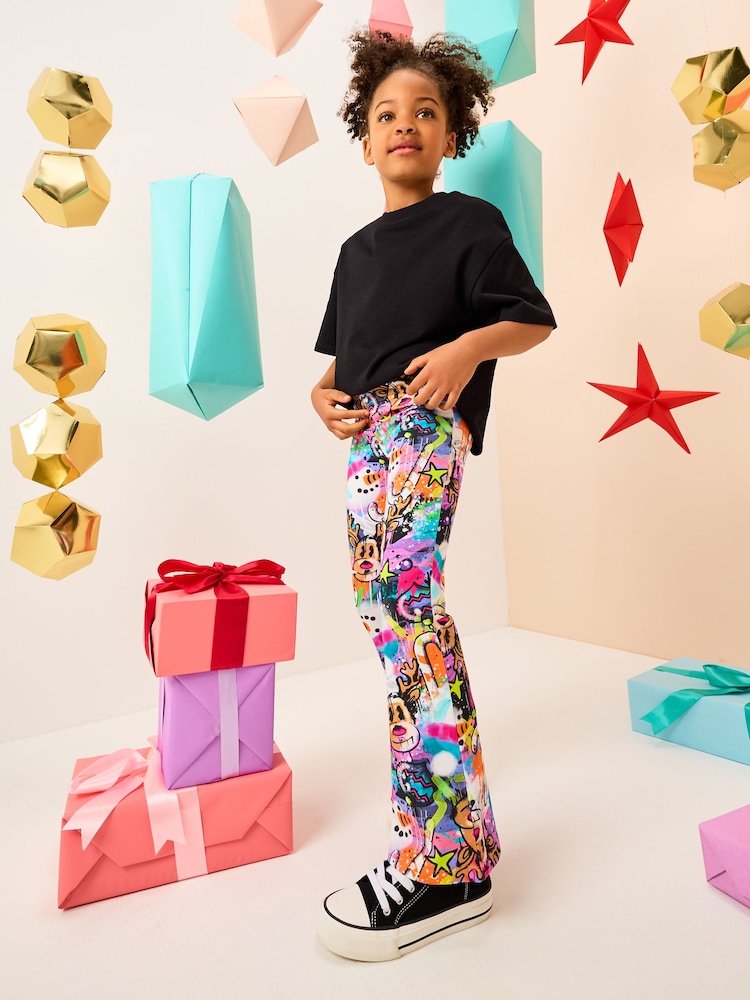 Christmas Graffiti Flare Leggings (3-16yrs) - Image 2 of 4