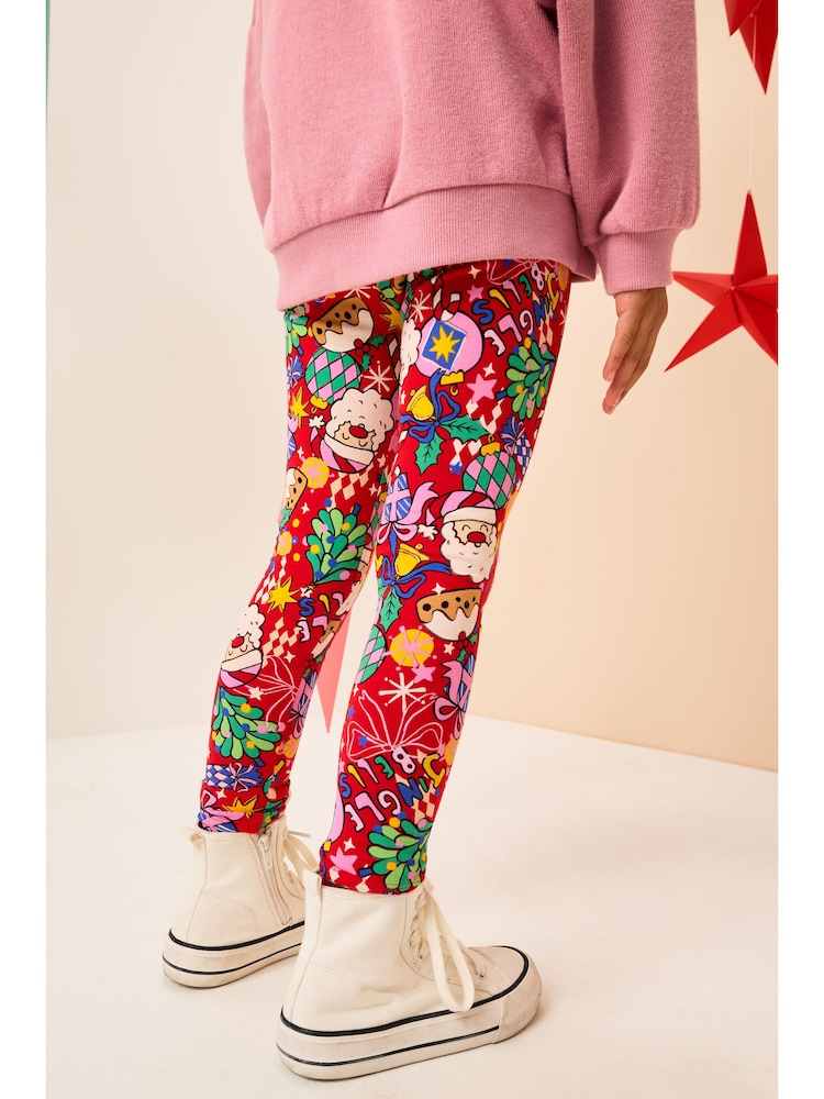 Red Christmas Printed Leggings (3-16yrs) - Image 1 of 10 Red Christmas Printed Leggings (3-16yrs) - Image 1 of 10