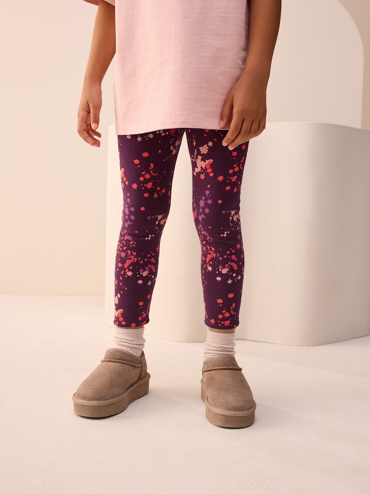 Berry Red Splat Cosy Fleece Lined Leggings (3-16yrs) - Image 1 of 7
