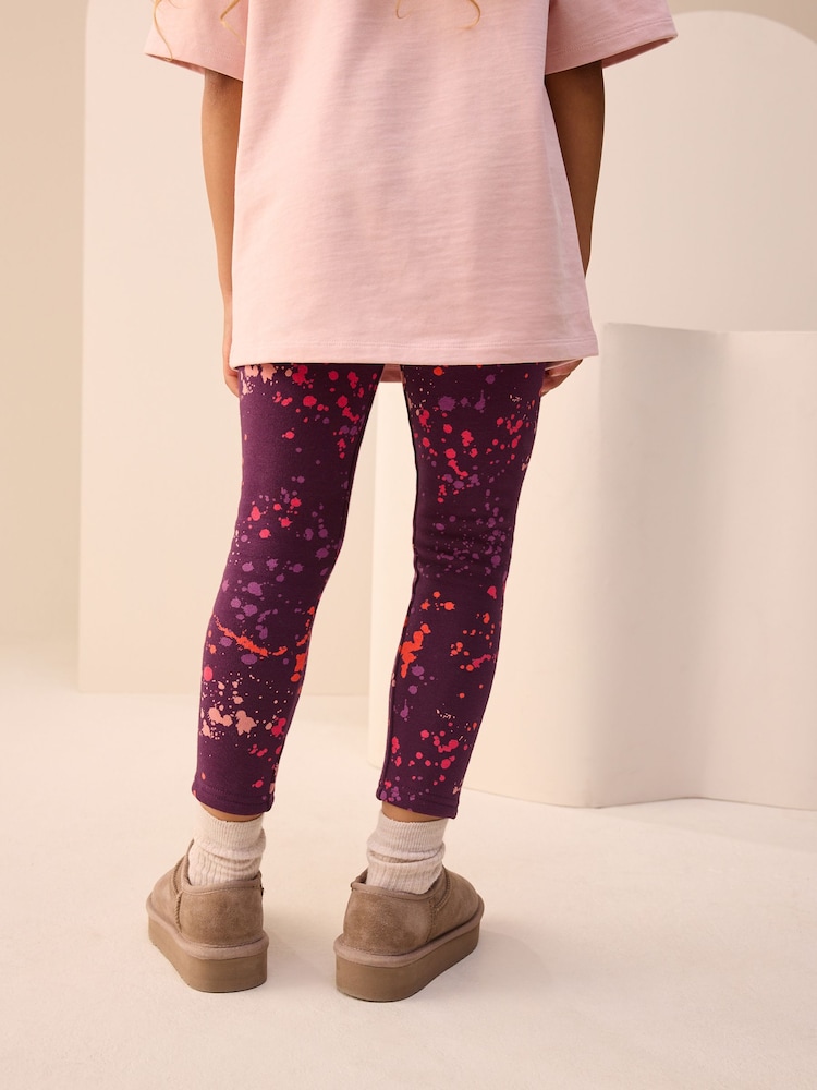 Berry Red Splat Cosy Fleece Lined Leggings (3-16yrs) - Image 2 of 7