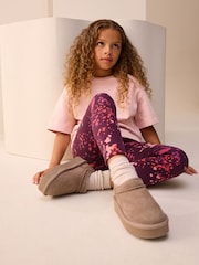 Berry Red Splat Cosy Fleece Lined Leggings (3-16yrs) - Image 3 of 7