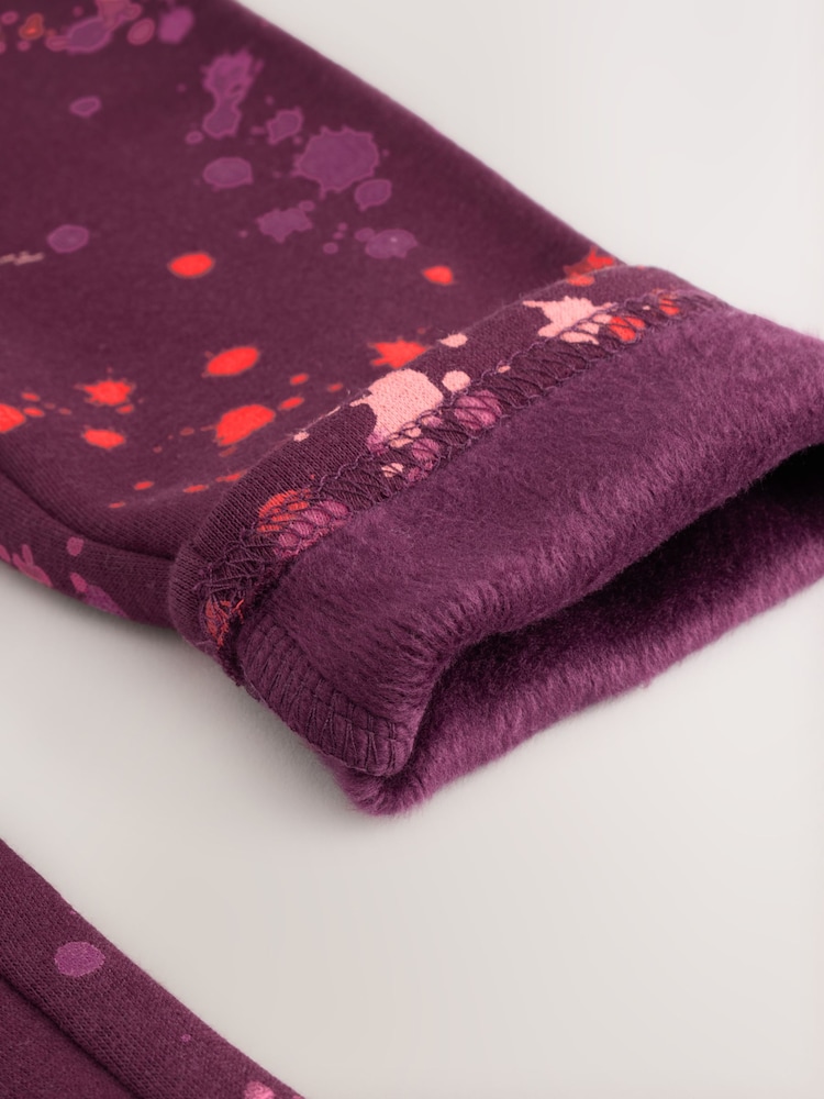 Berry Red Splat Cosy Fleece Lined Leggings (3-16yrs) - Image 7 of 7