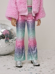 Pink/Blue Ombre Sequin Party Flared Leggings (3-16yrs) - Image 1 of 8