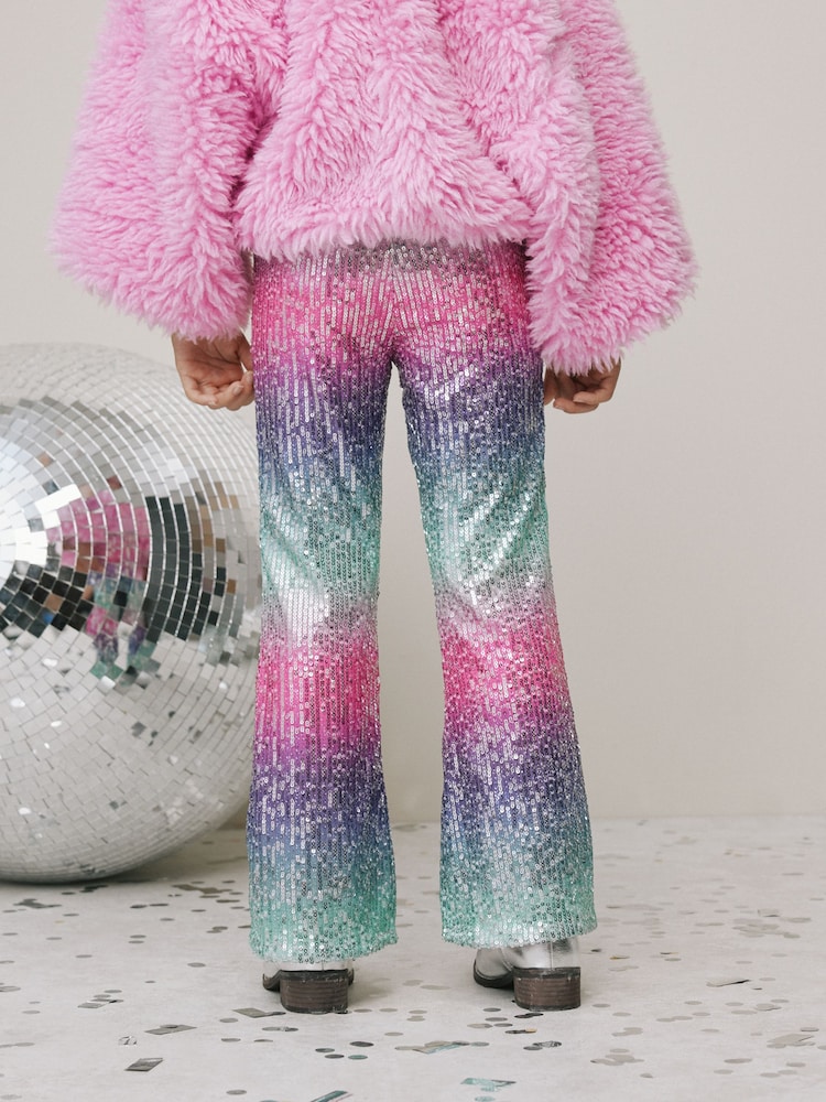 Pink/Blue Ombre Sequin Party Flared Leggings (3-16yrs) - Image 2 of 8