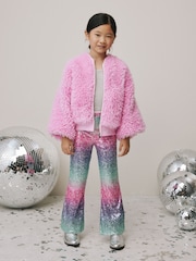 Pink/Blue Ombre Sequin Party Flared Leggings (3-16yrs) - Image 3 of 8
