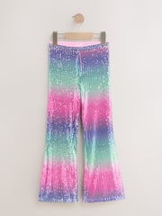 Pink/Blue Ombre Sequin Party Flared Leggings (3-16yrs) - Image 5 of 8