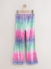 Pink/Blue Ombre Sequin Party Flared Leggings (3-16yrs) - Image 6 of 8