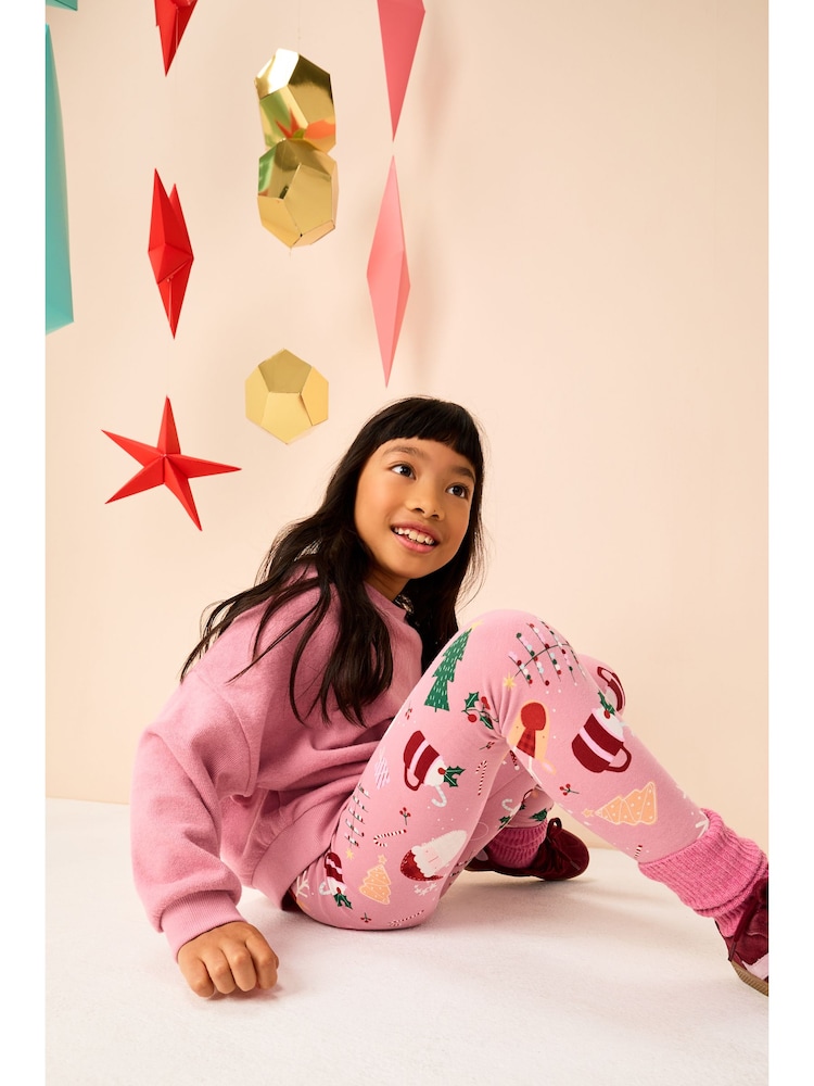 Pink Christmas Printed Leggings (3-16yrs) - Image 2 of 10 Pink Christmas Printed Leggings (3-16yrs) - Image 2 of 10