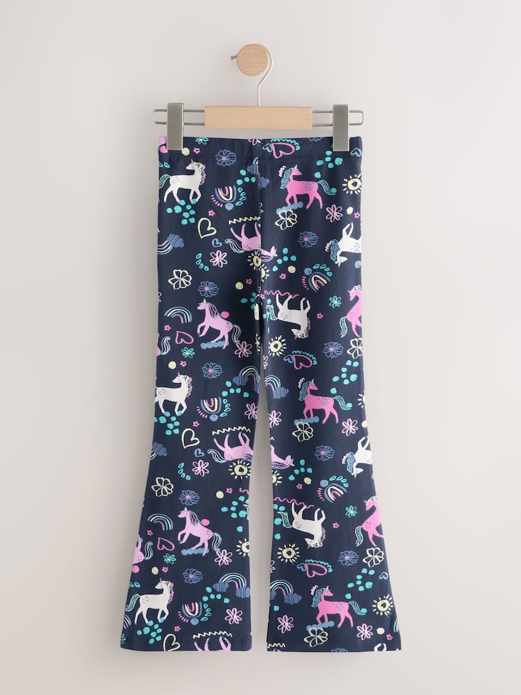 Navy Unicorn Flare Leggings (3-16yrs) - Image 2 of 4