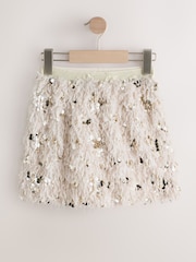Cream Fluffy Sequin Skirt (3-16yrs) - Image 1 of 4