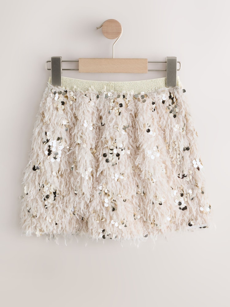 Cream Fluffy Sequin Skirt (3-16yrs) - Image 4 of 4
