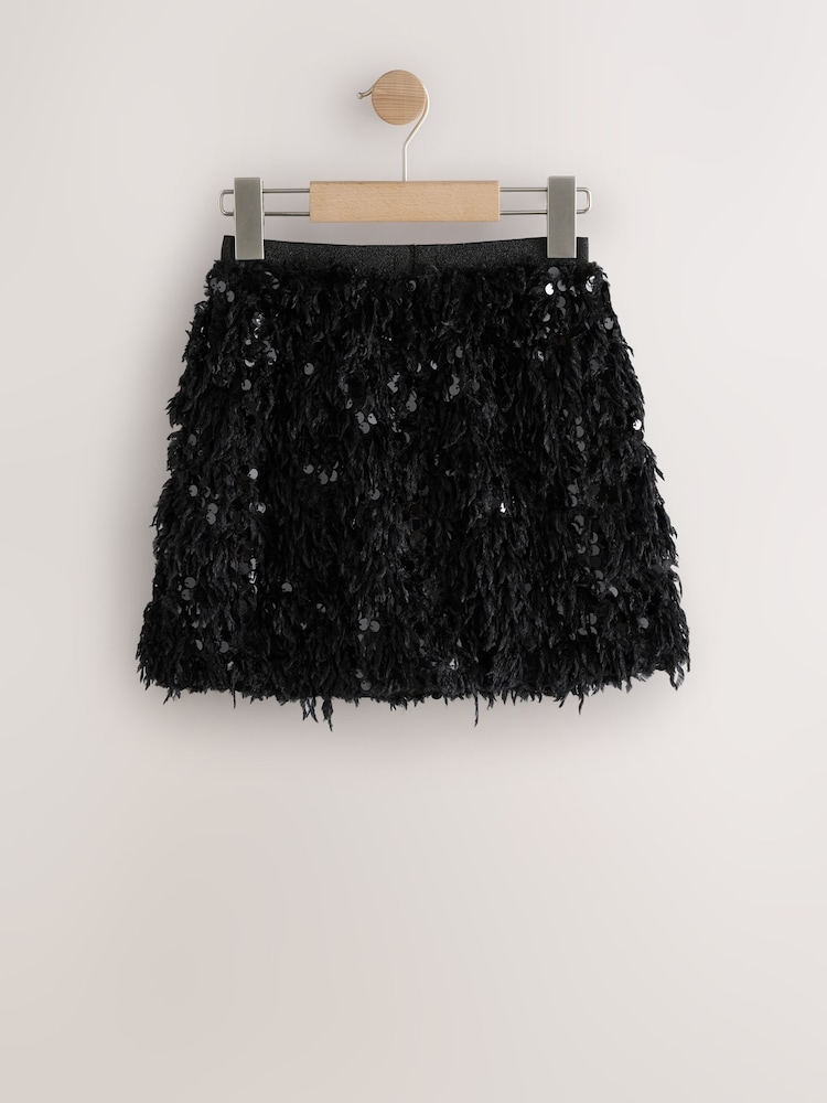 Black Fluffy Sequin Skirt (3-16yrs) - Image 4 of 4