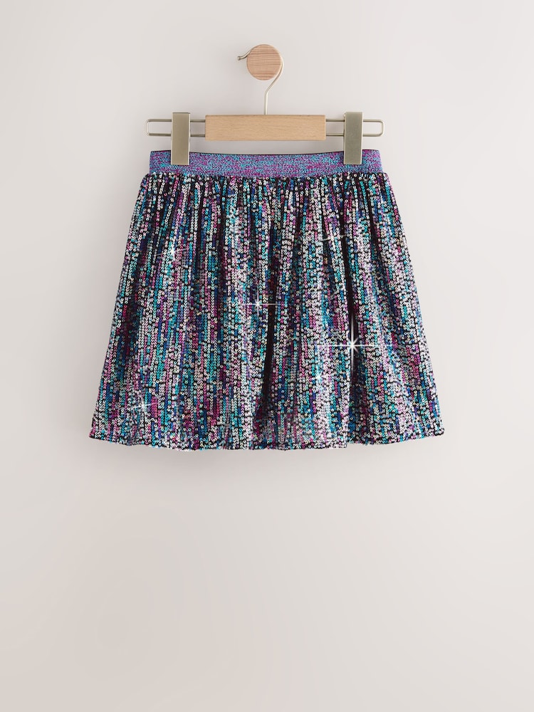 Blue Rainbow Sequin Skirt (3-16yrs) - Image 1 of 4