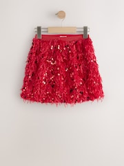 Red Fluffy Sequin Skirt (3-16yrs) - Image 1 of 4
