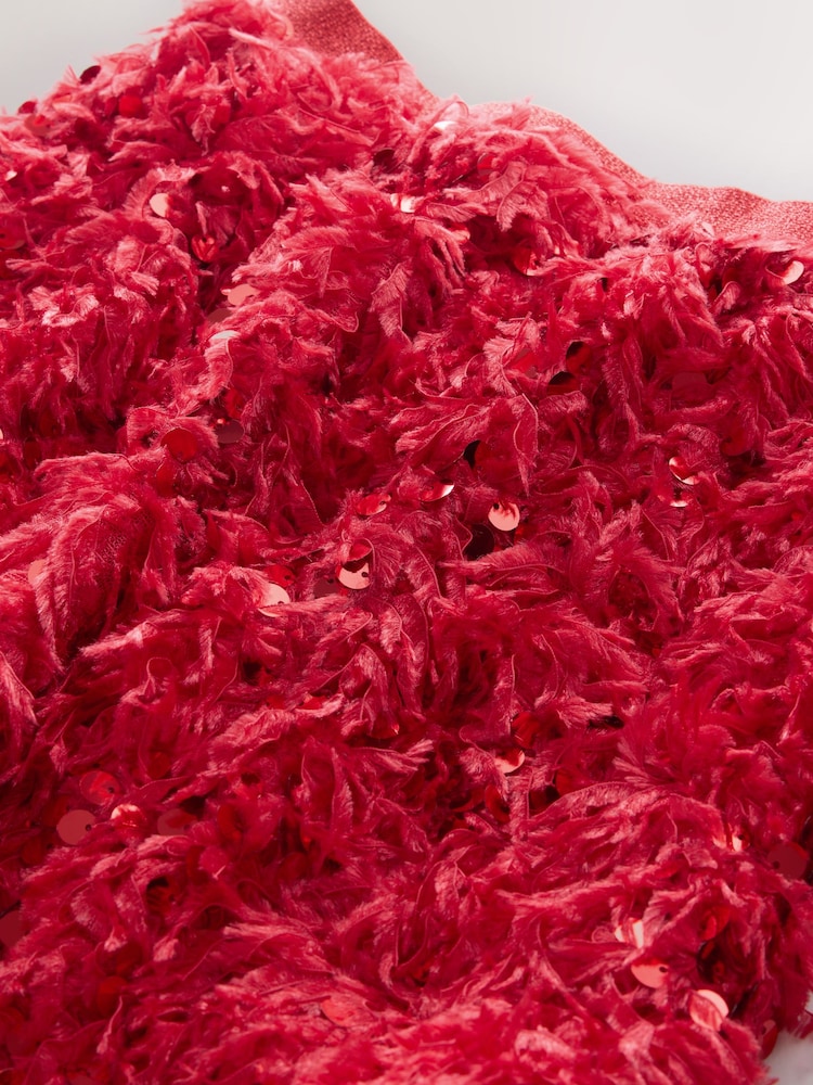 Red Fluffy Sequin Skirt (3-16yrs) - Image 2 of 4