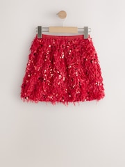 Red Fluffy Sequin Skirt (3-16yrs) - Image 3 of 4