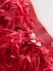 Red Fluffy Sequin Skirt (3-16yrs) - Image 4 of 4