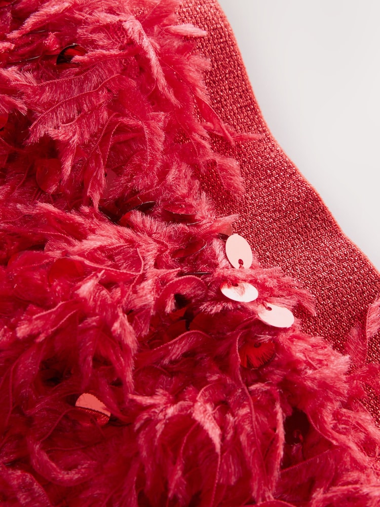 Red Fluffy Sequin Skirt (3-16yrs) - Image 4 of 4