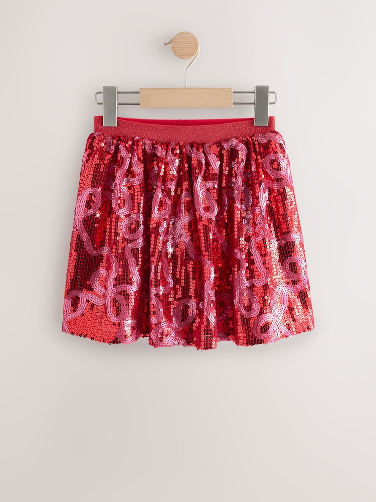 Red/Pink Bow Sequin Skirt (3-16yrs) - Image 1 of 4