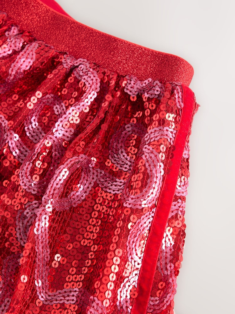 Red/Pink Bow Sequin Skirt (3-16yrs) - Image 4 of 4
