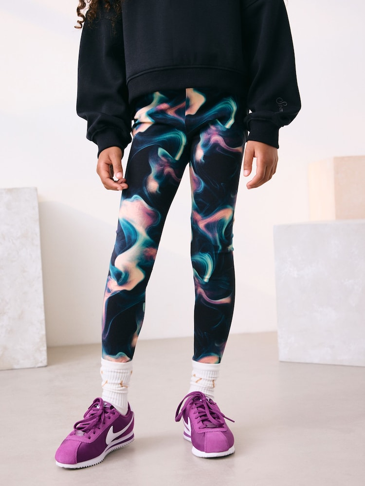 Black/Purple Swirl Leggings (3-16yrs) - Image 1 of 3 Black/Purple Swirl Leggings (3-16yrs) - Image 1 of 3