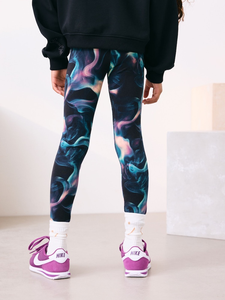 Black/Purple Swirl Leggings (3-16yrs) - Image 2 of 3 Black/Purple Swirl Leggings (3-16yrs) - Image 2 of 3