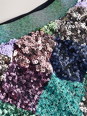 Green/Lilac Check Sequin Skirt (3-16yrs) - Image 3 of 4