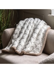 Gallery Home Cream Oakley Checked Sherpa Throw - Image 1 of 5