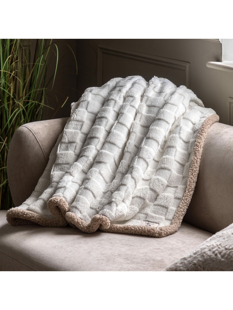 Gallery Home Cream Oakley Checked Sherpa Throw - Image 1 of 5 Gallery Home Cream Oakley Checked Sherpa Throw - Image 1 of 5