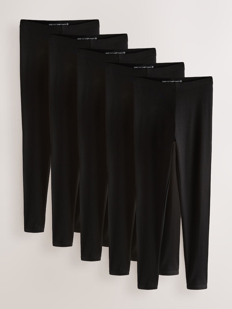 Black Full Length Leggings 5 Pack - Image 1 of 8