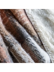 Gallery Home Brown Check Natural Faux Mohair Sherpa Throw - Image 3 of 9