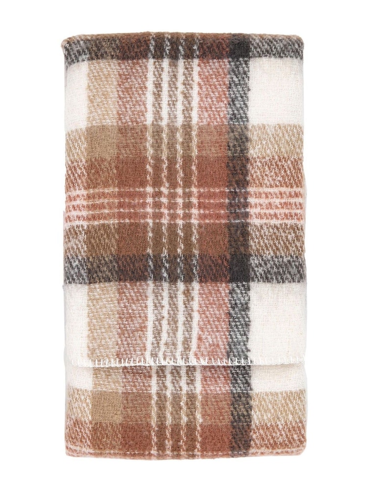 Gallery Home Brown Check Natural Faux Mohair Sherpa Throw - Image 9 of 9
