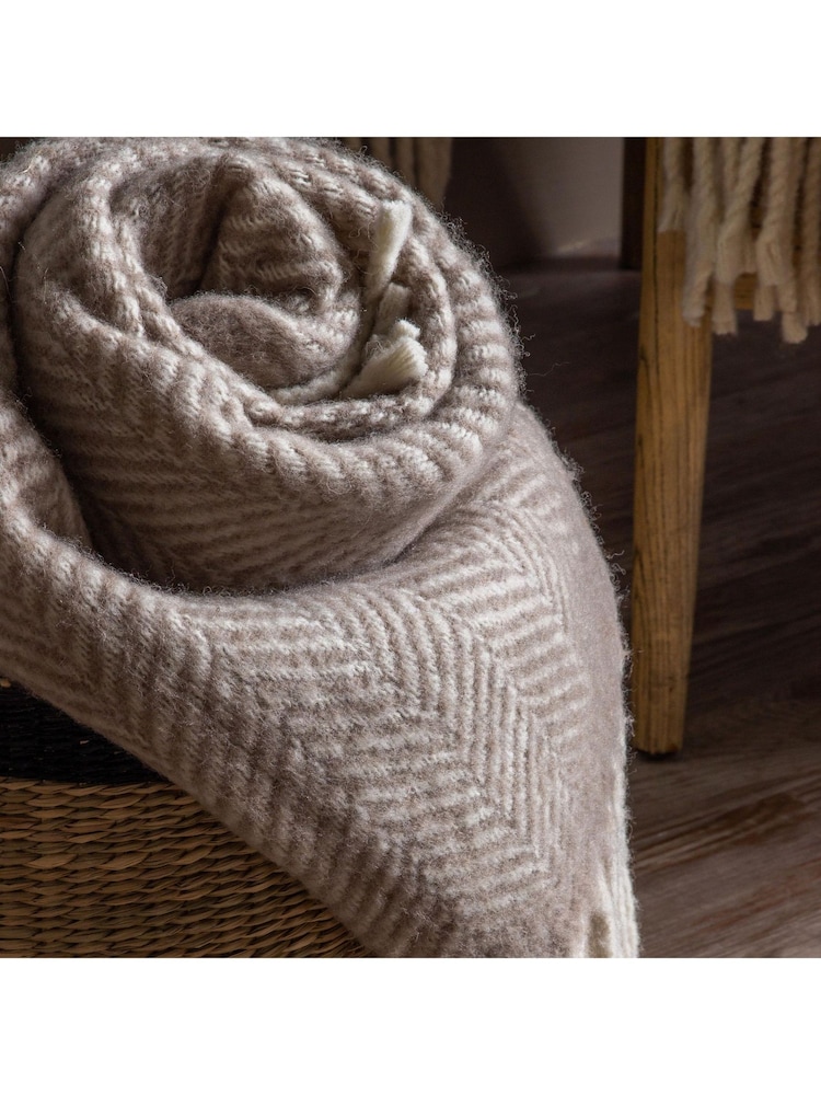 Gallery Home Neutral Wool Throw - Image 2 of 3
