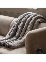 Gallery Home Grey Oakley Checked Sherpa Throw - Image 1 of 3