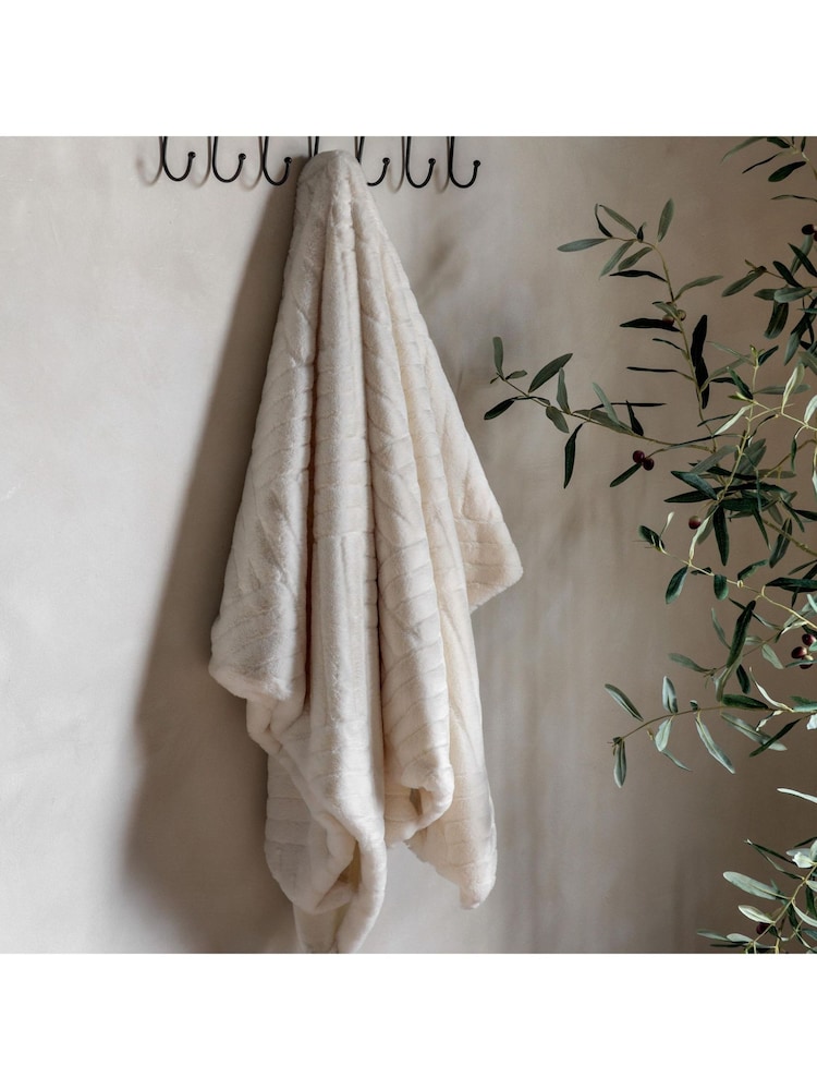 Gallery Home Cream Block Rabbit Fur Throw - Image 1 of 7 Gallery Home Cream Block Rabbit Fur Throw - Image 1 of 7