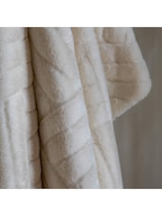 Gallery Home Cream Block Rabbit Fur Throw - Image 2 of 7