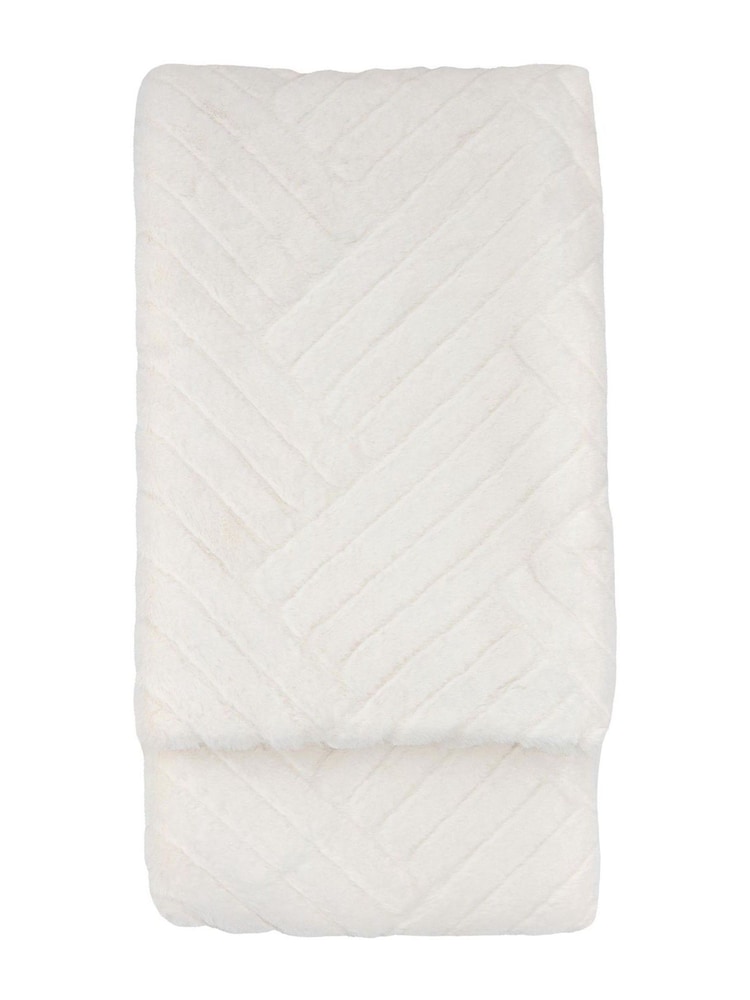 Gallery Home Cream Block Rabbit Fur Throw - Image 7 of 7