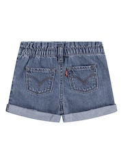 Levi's® Blue 100% Organic Cotton Pleat Paper Bag Shorts - Image 2 of 5