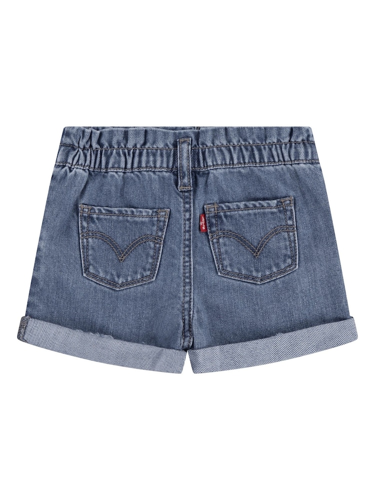 Levi's® Blue 100% Organic Cotton Pleat Paper Bag Shorts - Image 2 of 5
