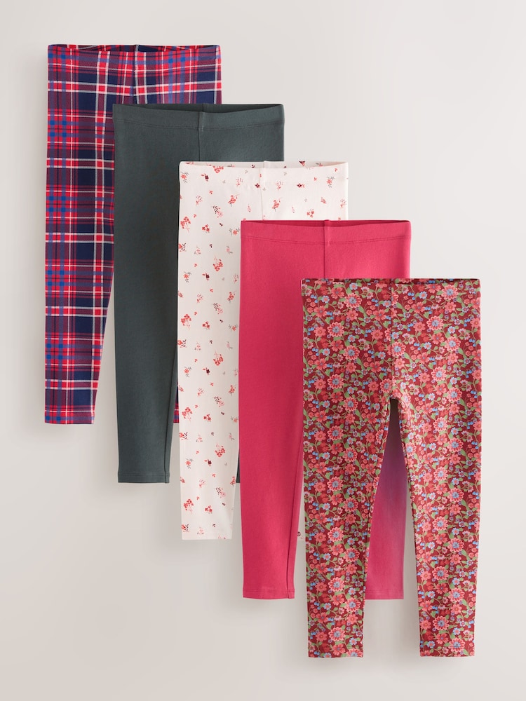 Red/Blue Check Leggings 5 Pack (3-16yrs) - Image 1 of 10 Red/Blue Check Leggings 5 Pack (3-16yrs) - Image 1 of 10