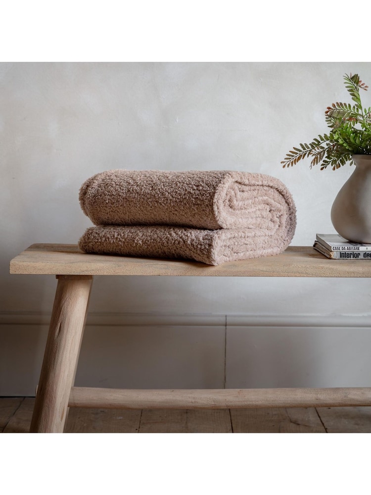 Gallery Home Neutral Teddy Fleece Throw - Image 1 of 7