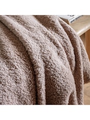 Gallery Home Neutral Teddy Fleece Throw - Image 4 of 7