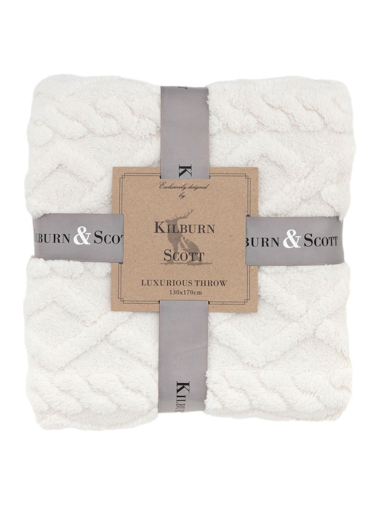 Gallery Home Cream Textures Cable Knit Throw - Image 6 of 6