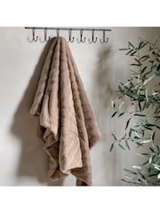 Gallery Home Brown Chevron Rabbit Fur Throw - Image 1 of 6