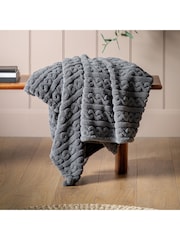 Gallery Home Grey Textures Twist Knit Throw - Image 1 of 7