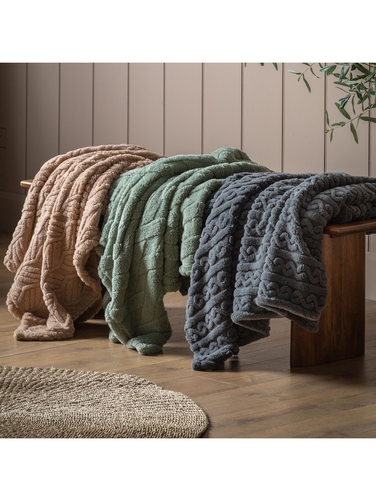 Gallery Home Grey Textures Twist Knit Throw - Image 7 of 7