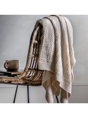 Gallery Home Cream Cable Throw - Image 1 of 6