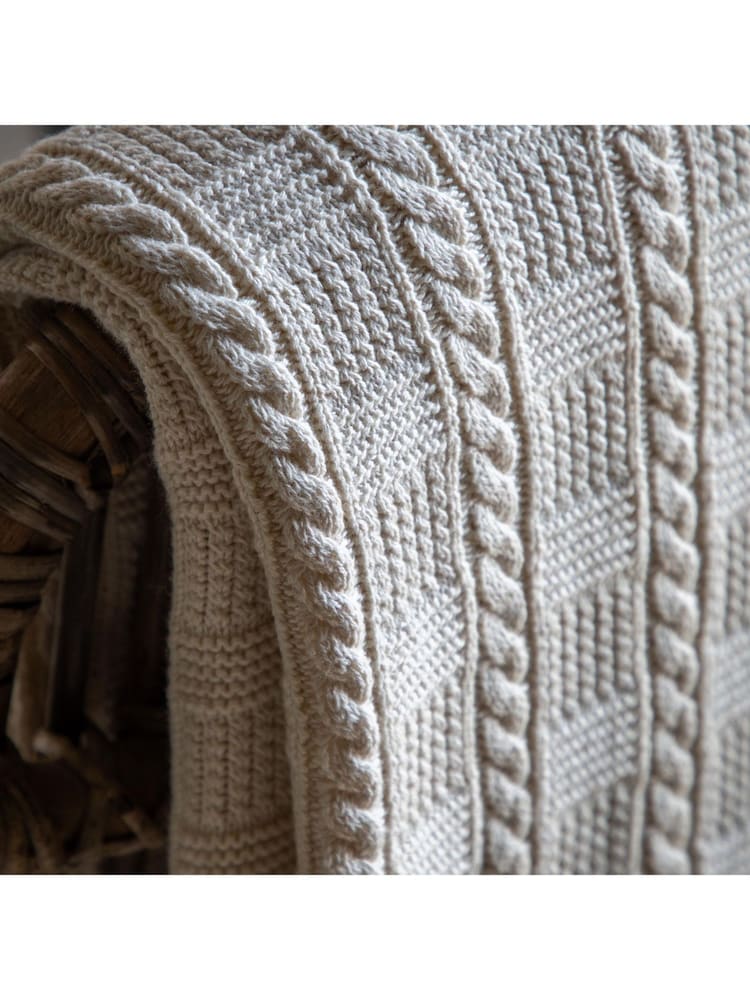 Gallery Home Cream Cable Throw - Image 2 of 6
